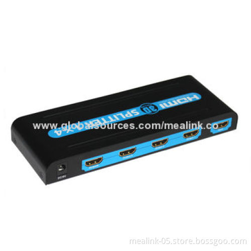 4 Ports HDMI Splitter, Perfectly Supports 3D and HDMI, 5V DC/1A Power Supply